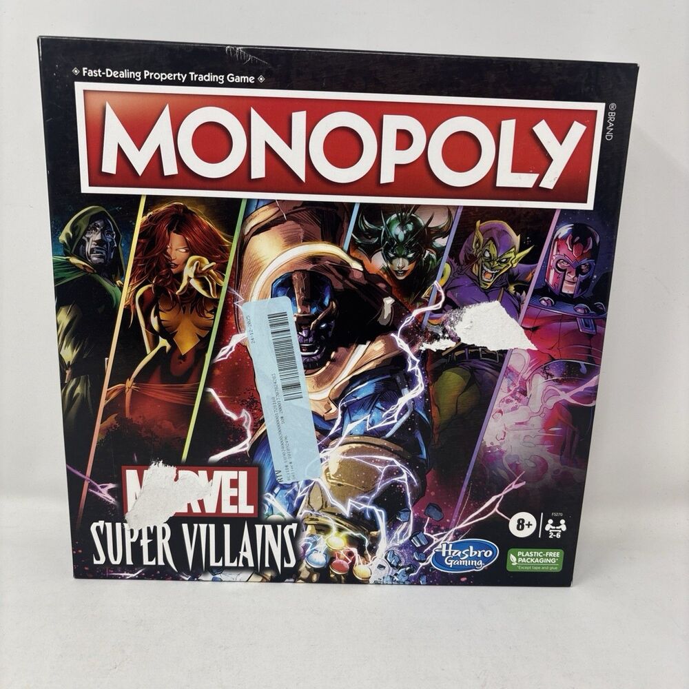 Monopoly Marvel Super Villains Edition Board Game for Families and Kids 8+